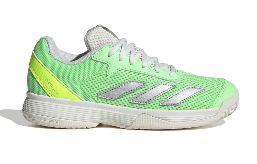 Детские Кроссовки теннисные Adidas Courtflash K - бирюзовый/серебристый металлик/яркий лимонный