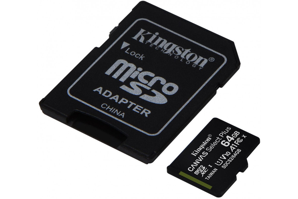 Карта памяти Kingston microSDXC Canvas Select Plus Class 10 UHS-I U1 (100/10 Mb/s) 64GB + ADP
