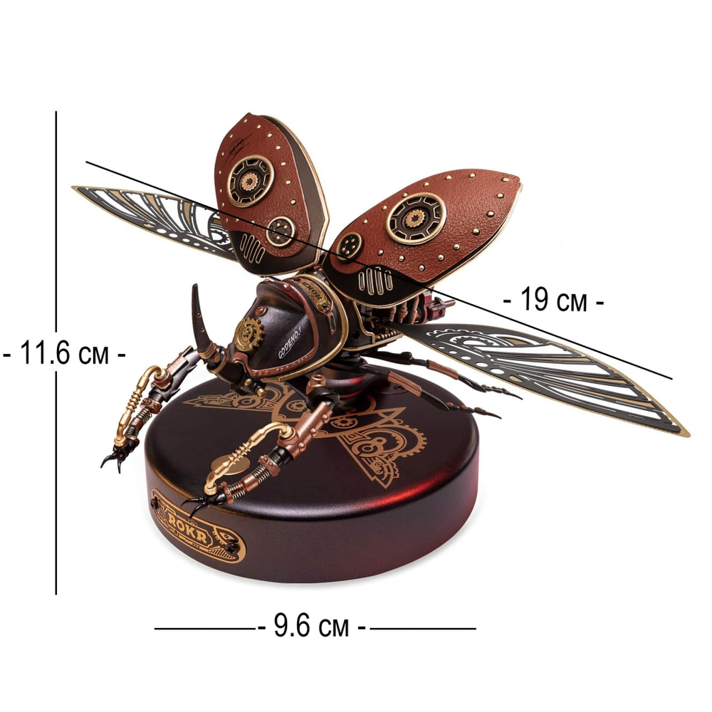 Жук-носорог (Rhinoceros Beetle) MI01 от ROKR - Конструктор, сборная механическая модель, 3D пазл, для интерьера