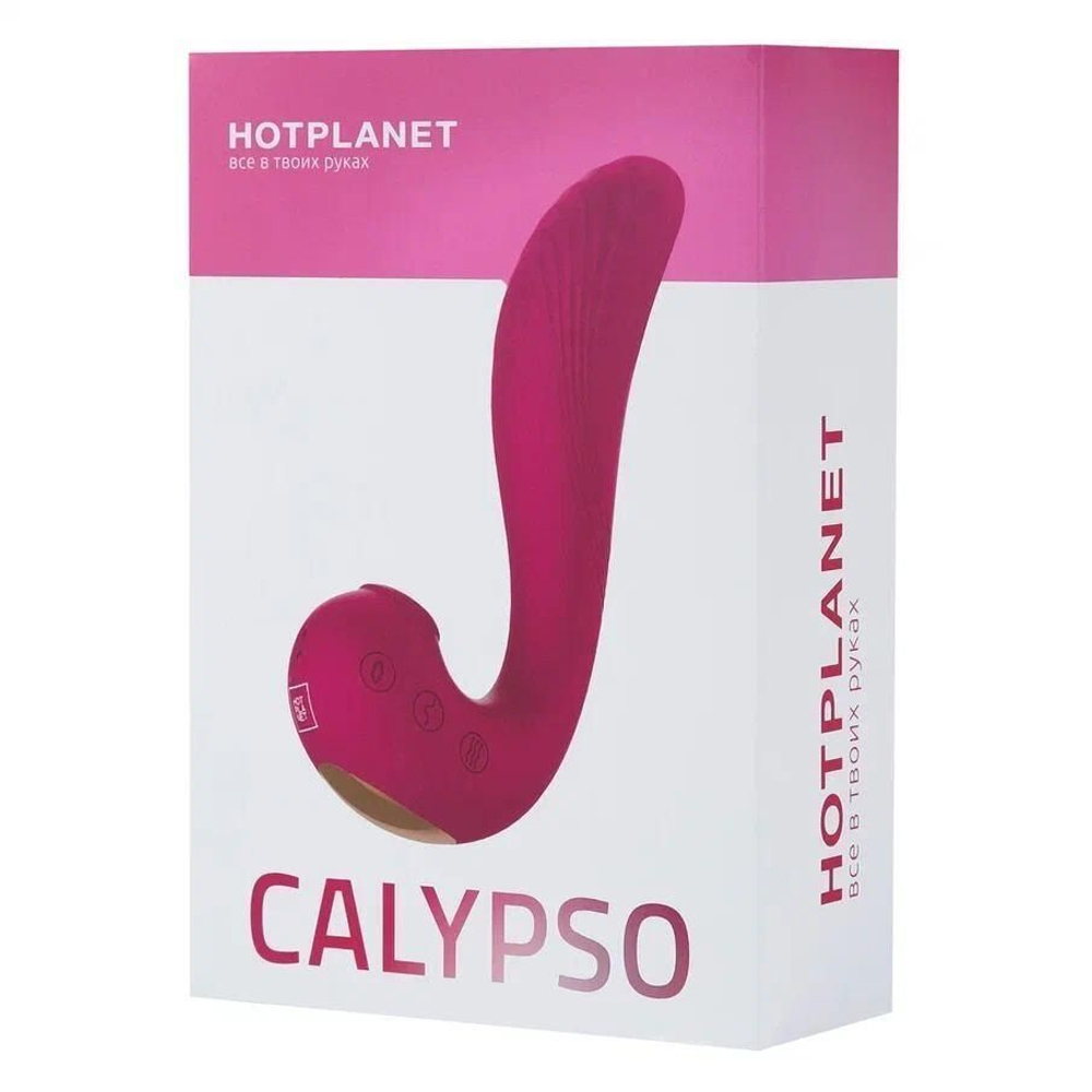 Бордовый вакуум-волновой вибратор 3-в-1 с язычком Calypso (Цвет: бордовый)