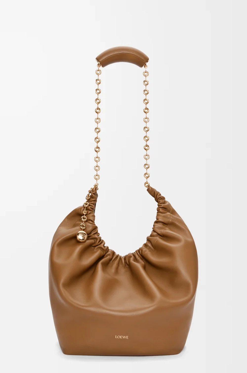 Loewe Средняя сумка-мешок Squeeze из мягкой кожи ягненка наппа, светло-коричневый