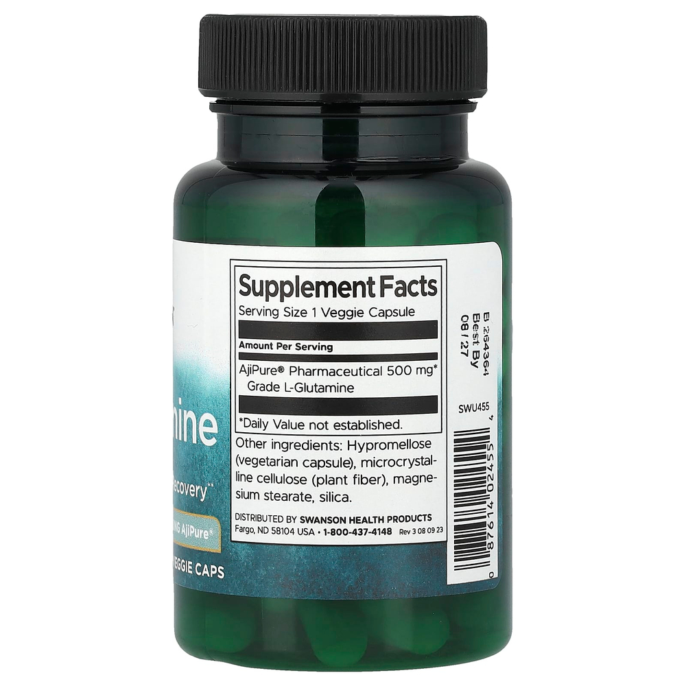 Swanson Vitamins, L-глютамин, 500 мг, 60 растительных капсул