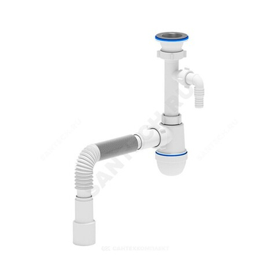 Сифон для умывальника/мойки бутылочный 1 1/2"x40 с гофрой 40х40/50 с отводом (штуцером) выпуск с нержавеющей решёткой D=70мм Ани АНИ Пласт C0315