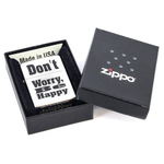 Зажигалка серебристая матовая Zippo Don't worry с покрытием Brushed Chrome