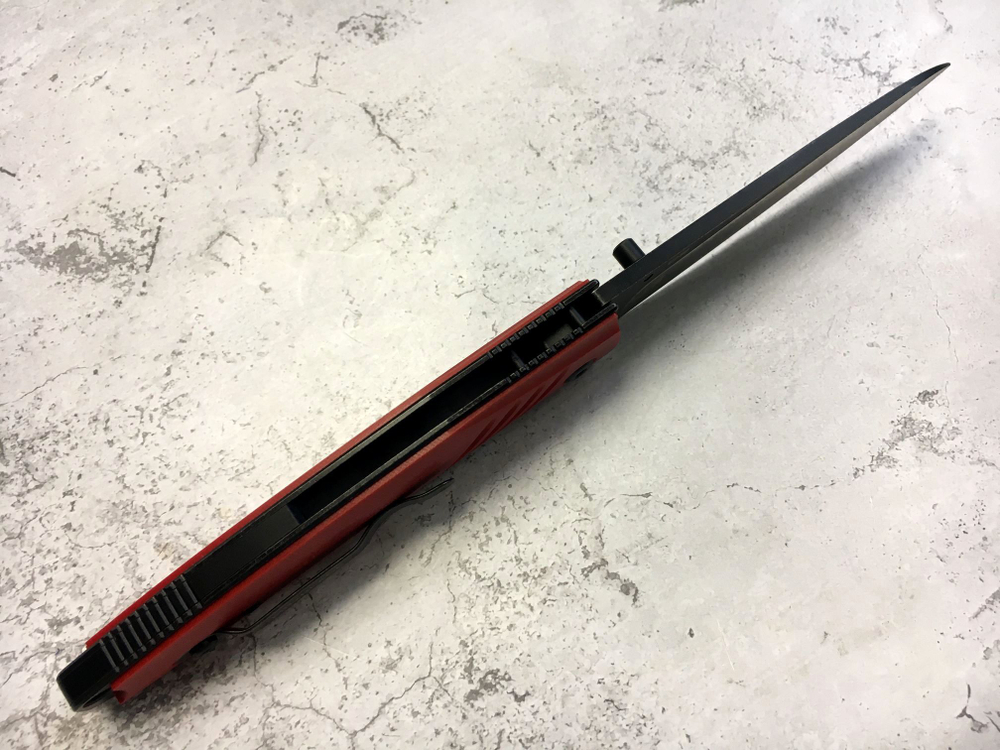 Раскладной нож Shot, D2 Black Stonewash Red
