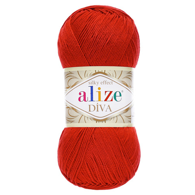 Пряжа Alize (Ализе) Diva / уп.5 мот. по 100 г, 350м, 106 красный A