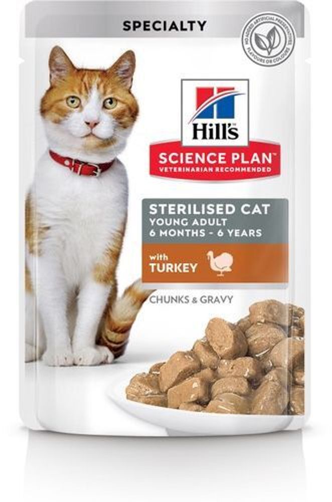 Влажный корм Hill's Science Plan для молодых стерилизованных кошек и кастрированных котов, с индейко Влажный корм Hill's Science Plan для молодых стерилизованных кошек и кастрированных котов, с индейко