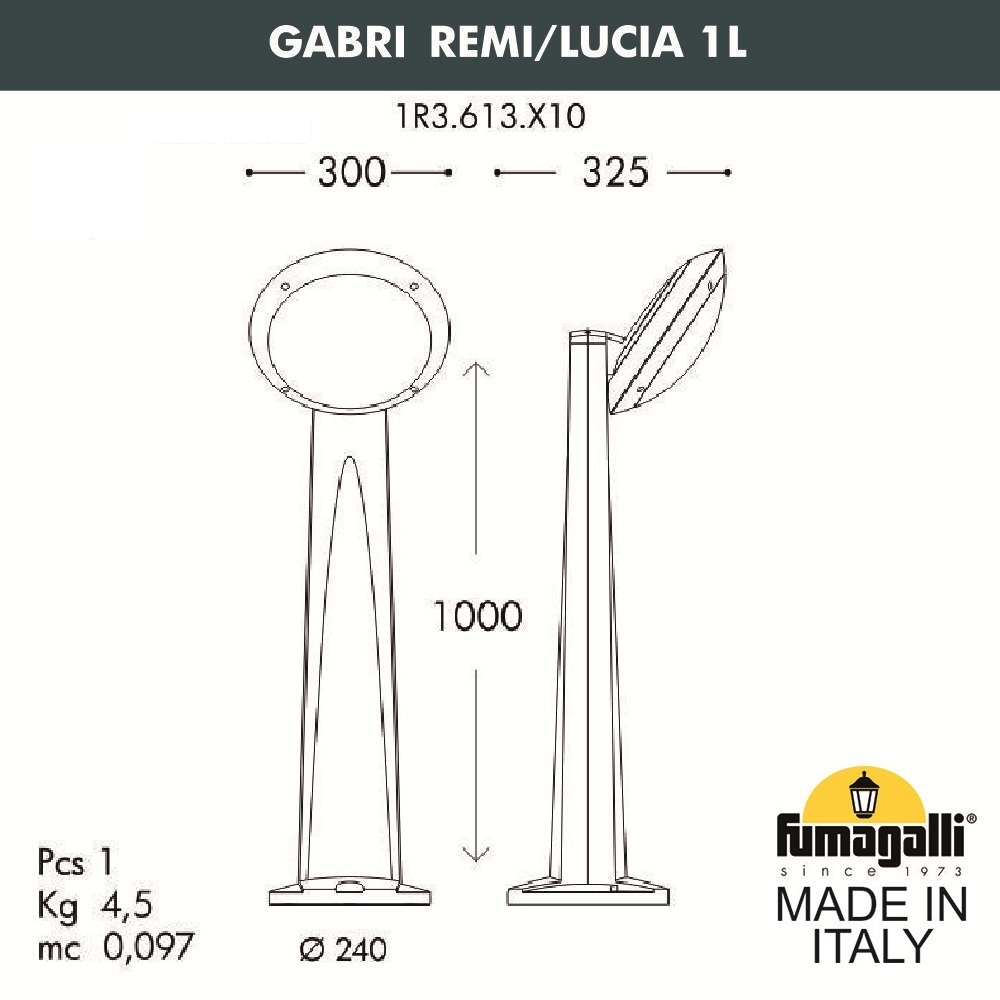 Ландшафтный светильник Fumagalli LUCIA 1R3.613.X10.WYE27