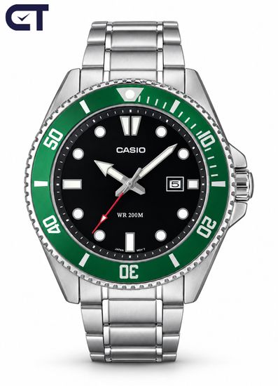 CASIO MDV-107D-3A CASIO Collection мужские наручные часы — дайверский характер, стальной браслет и водостойкость 200 м
