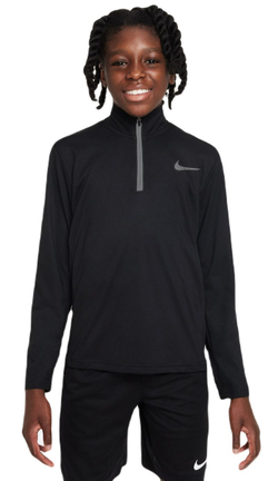 Футболка для мальчика теннисная Nike Dri-Fit Poly+ 1/4 Zip - черный