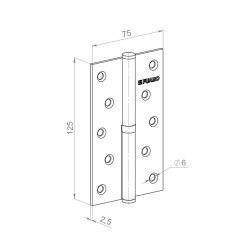 Петля дверная съемная FUARO 413/BL 125х75х2,5 GR R графит правая /61283/ (1шт)