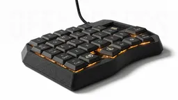 Игровая мини-клавиатура Ergohaven Space Mission 30 Black, студийный низкий ракурс на белом фоне
