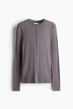 Топ с длинными рукавами из хлопка пима - H&M