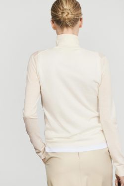 Massimo Dutti Свитер из смесовой шерсти с высоким воротником, натуральный/кремовый