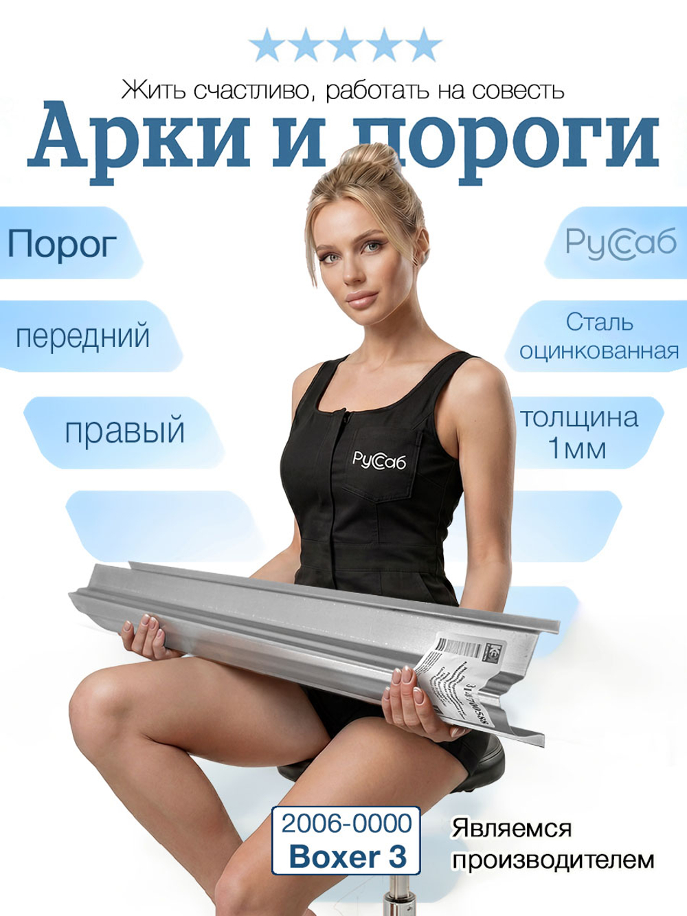 Порог правой двери Peugeot Boxer 3 2006 - н.в Полный профиль (1мм)
