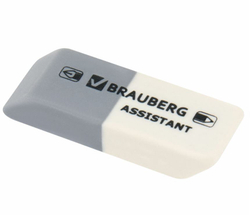 Ластик BRAUBERG "Assistant", 41х14х8 мм, серо-белый, прямоугольный, скошенные края, 222461