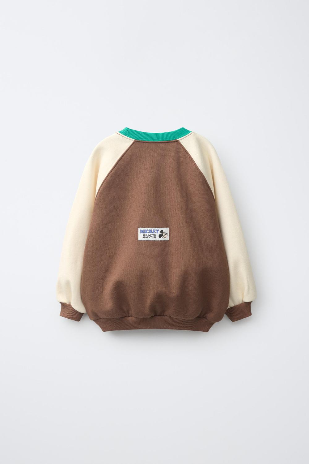 ZARA ТОЛСТОВКА В СТИЛЕ COLOR BLOCK С ПРИНТОМ MICKEY MOUSE © DISNEY, КОРИЧНЕВЫЙ/БЕЛЫЙ