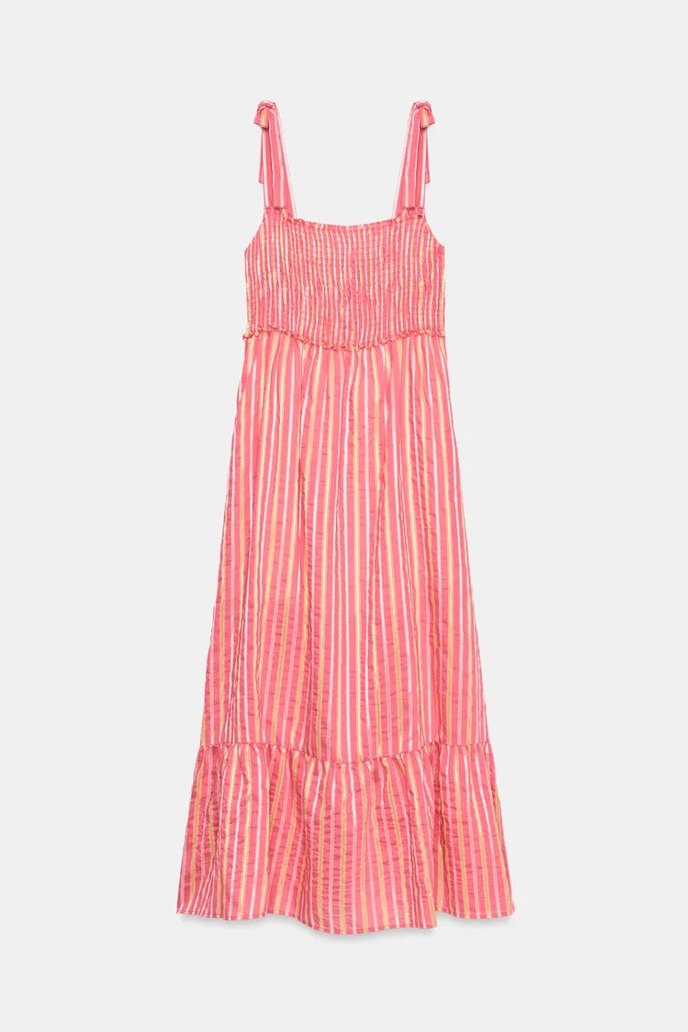 ZARA ПЛАТЬЕ МИДИ В ПОЛОСКУ, РОЗОВЫЙ/БЕЛЫЙ