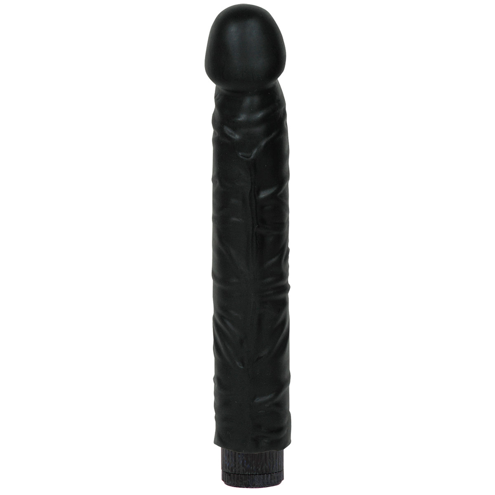 Черный вибратор Quivering Cock - 21,5 см.