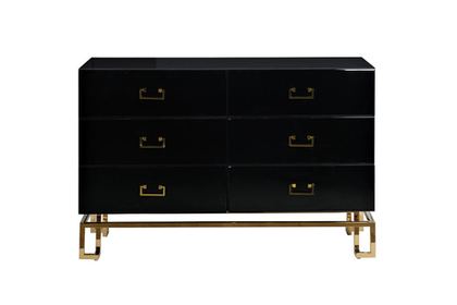 Комод с ящиками 82x42x120см Garda Decor черный с золотой фурнитурой