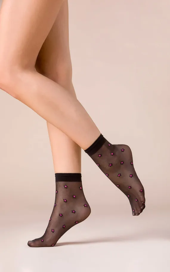 529 Skarpetki Stars Nero/Pink