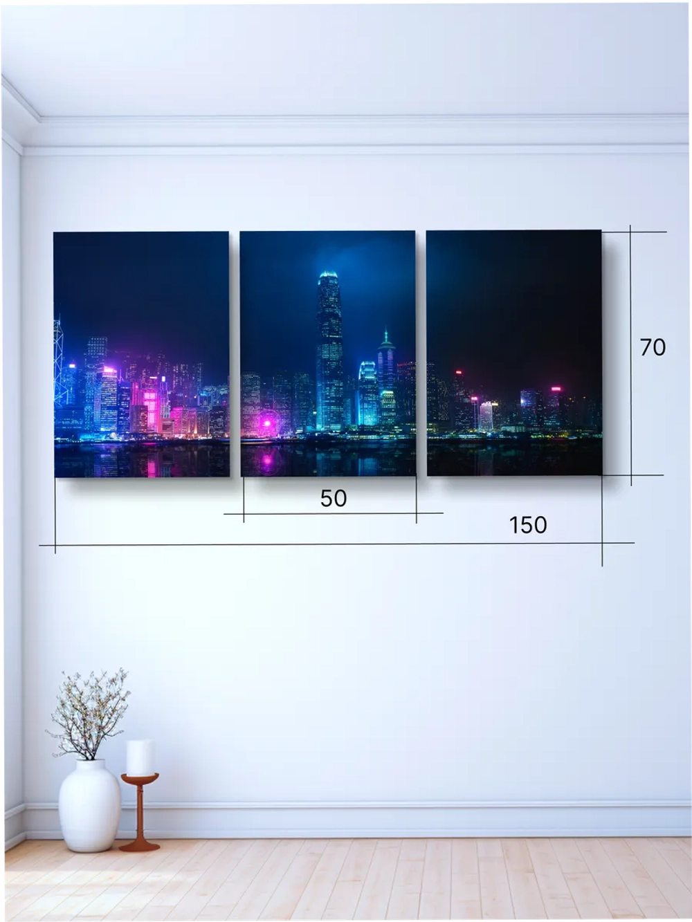 Картина Сумеречный город модульная 50x70см 3шт.