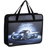 Папка с ручками А4, Спейс, ПМ-А4-25, широкая, Sport Car, пластик, молния