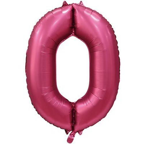 Шар фольгированный ЦИФРА "0" 40" Сатин Pomegranate с гелием