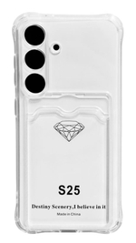 Чехол-накладка силикон с карманом под карту Samsung Galaxy S25 прозрачный