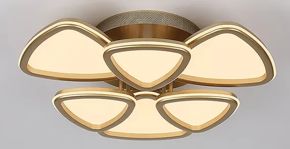 Люстра потолочная светодиодная Rilon 9307/3+3S CHAMPAGNE GOLD, 180 Вт, золотая и шампань