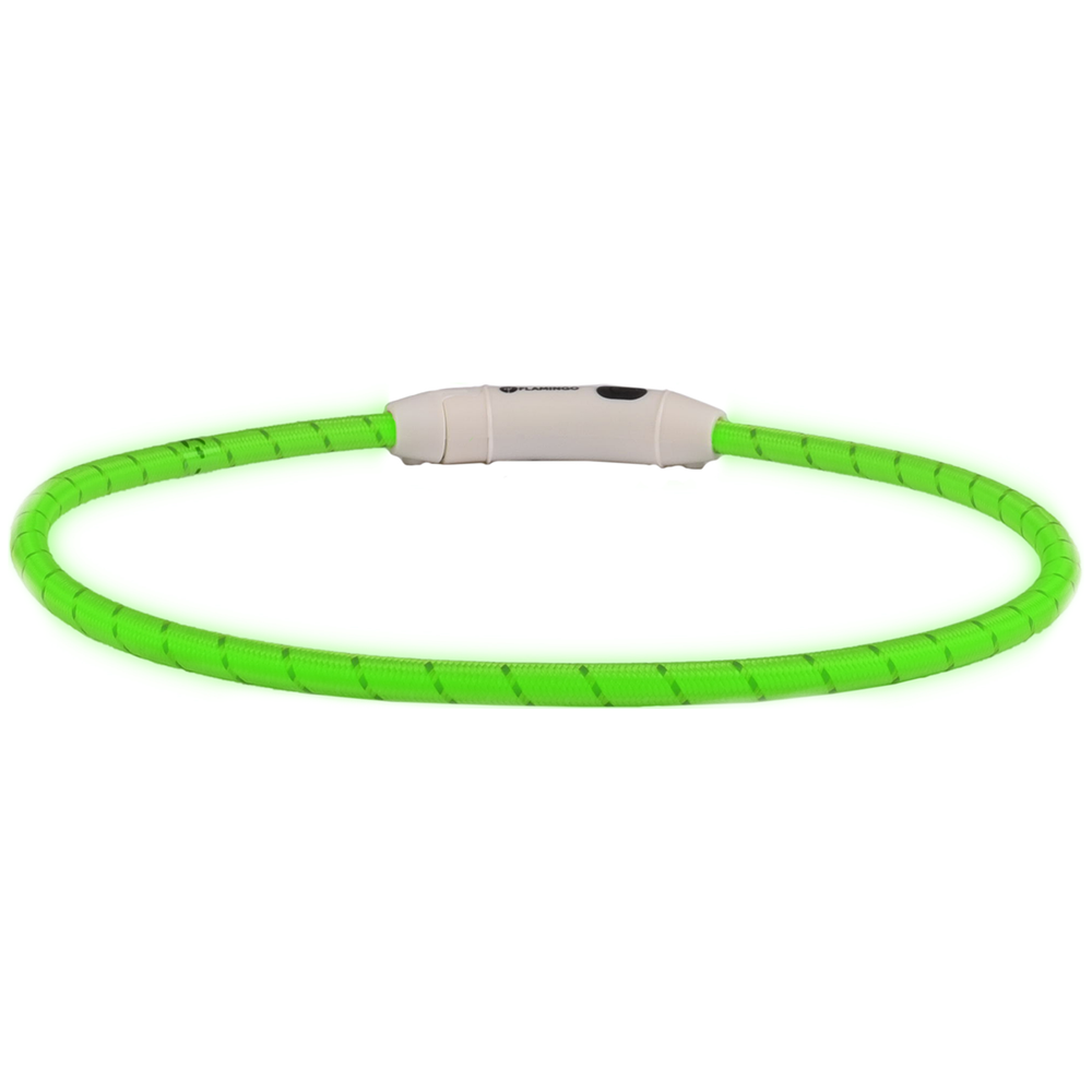 Ошейник светящийся LED Leora Visio, зеленый 33-63см Flamingo