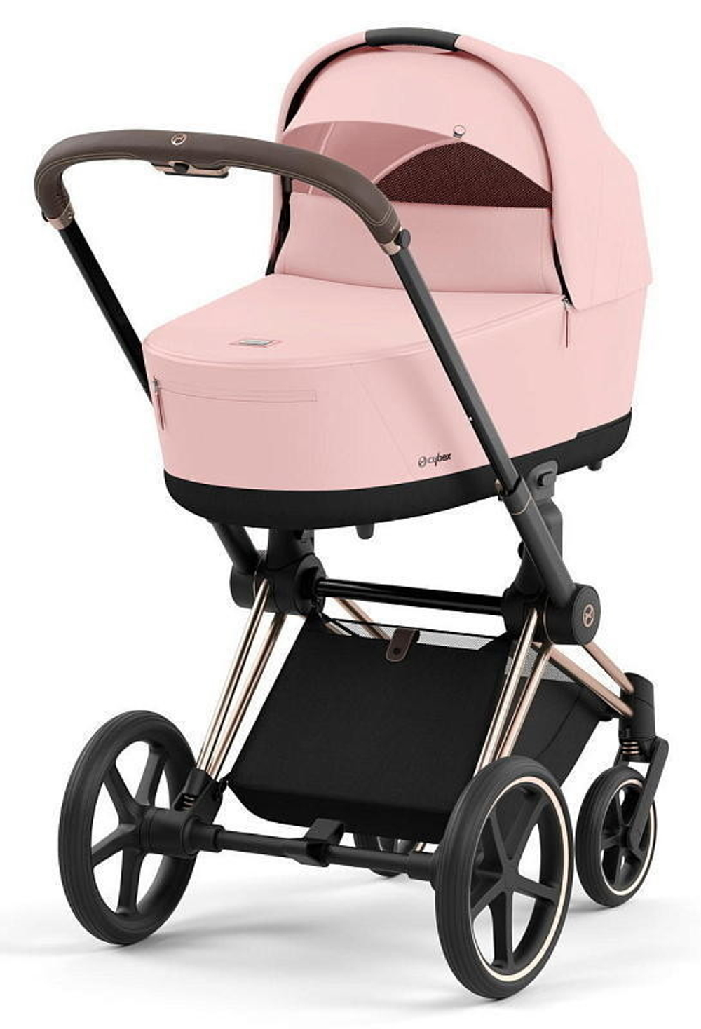 Коляска Cybex Priam IV Rosegold complete Aton S2 Ocean Blue Base One 4 в 1 Peach Pink