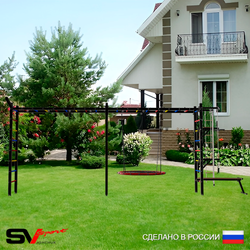 Уличная шведская стенка Sv Sport рукоход х 2 У52811.1 (Турник/Брусья/Стойка/Скамья/Гнездо 100см/Кронш бокс/Канат/кольца/лестница)