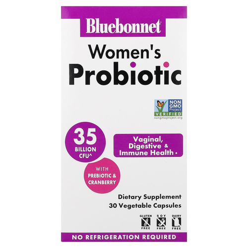 Bluebonnet Nutrition, пробиотик для женщин, 30 растительных капсул