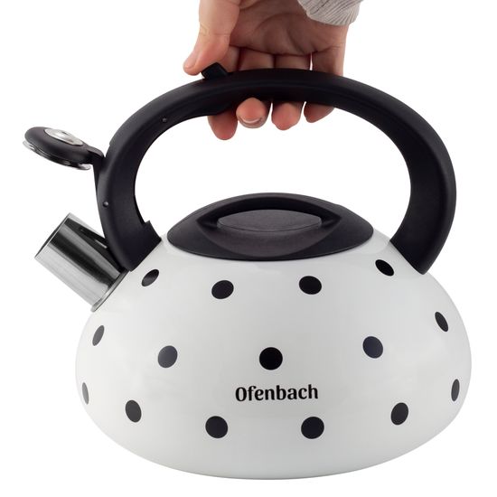 Чайник 2,5 л. из нержавеющей стали со свистком Ofenbach NB-100301 горошек