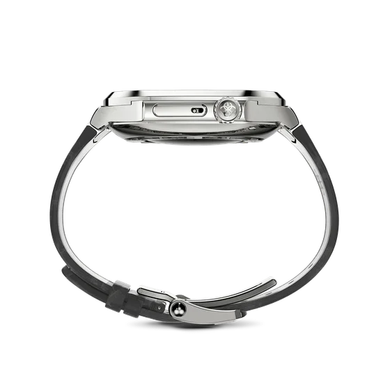 Корпус для Apple Watch ROL45 - Серебристый/Натуральная кожа