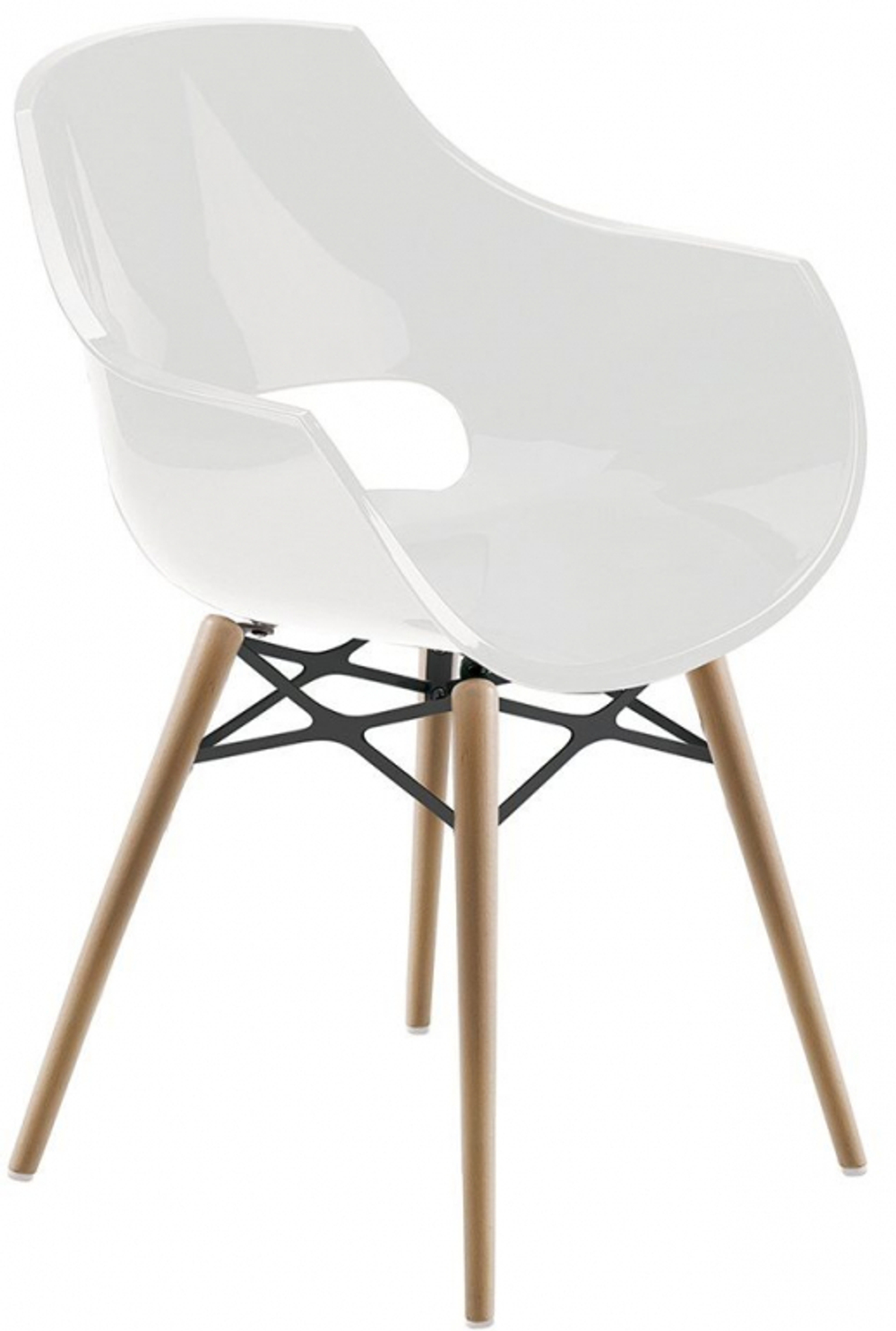 Кресло пластиковое Papatya Opal Wox Beech, натуральный, белый