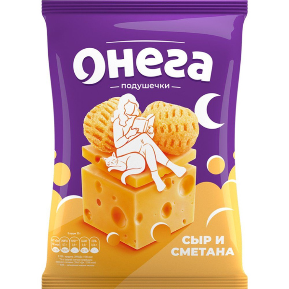 Чипсы Онега Подушечки Сыр и сметана 70 гр