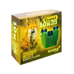 Упаковка бинокля Levenhuk Travel 10x25, передний вид