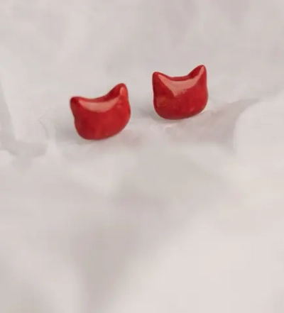 Керамические серьги «Красные коты»
