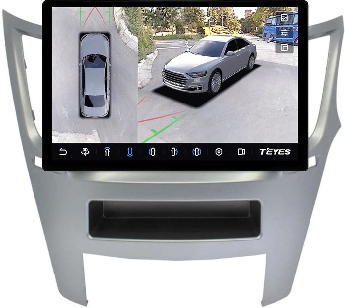 Магнитола для Subaru Legacy 5, Outback 4 2009-2014 (правый руль) - Teyes CC3-2K-360 монитор 13" 2K QLED на Android 10, Быстрая, CarPlay, 4G SIM-слот, 4 камеры в комплекте