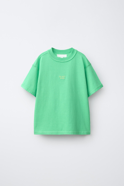 ZARA ФУТБОЛКА HEAVY WEIGHT С ВЫШИВКОЙ, ЗЕЛЕНЫЙ
