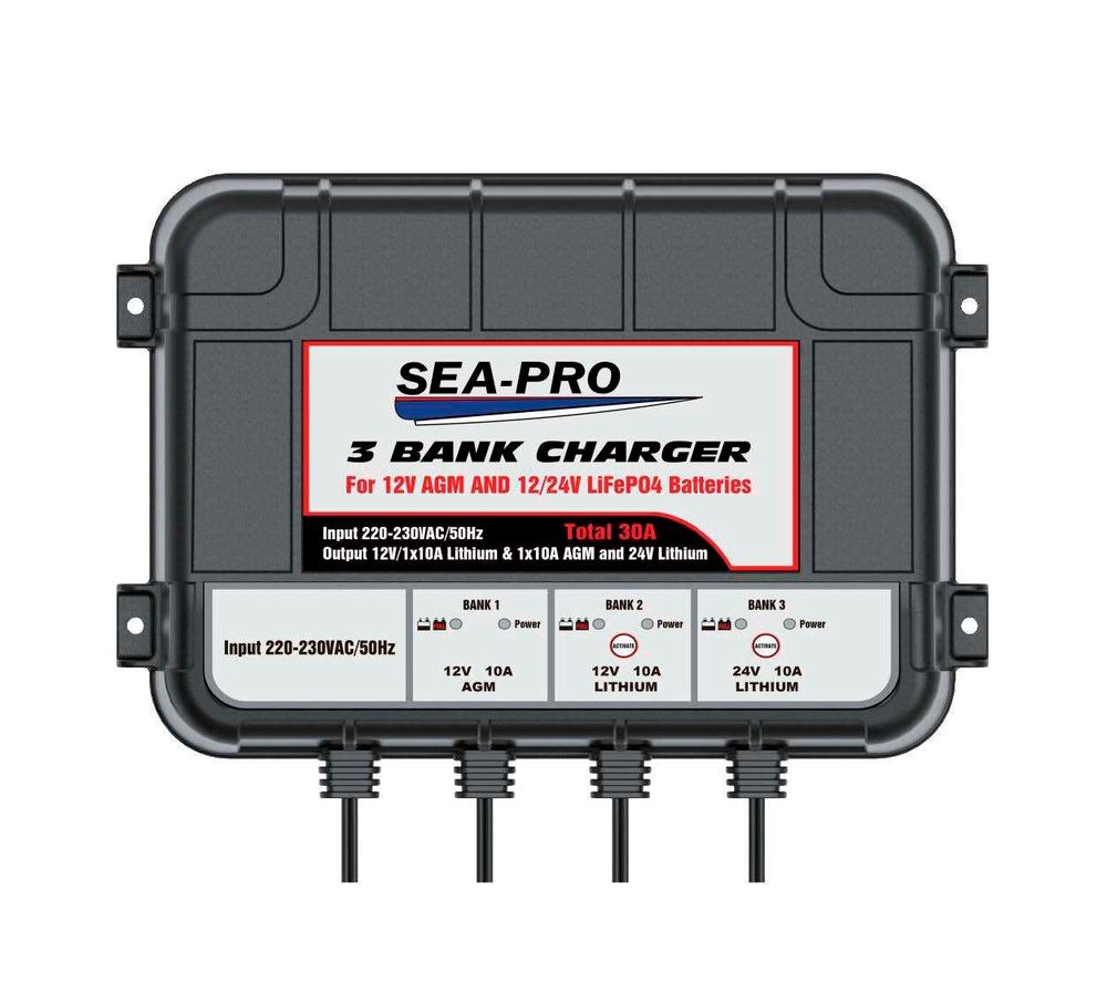 Зарядное устройство Sea-Pro TE4-0287B (1х12В AGM,  1х12В и 1х24В LiFePO4)