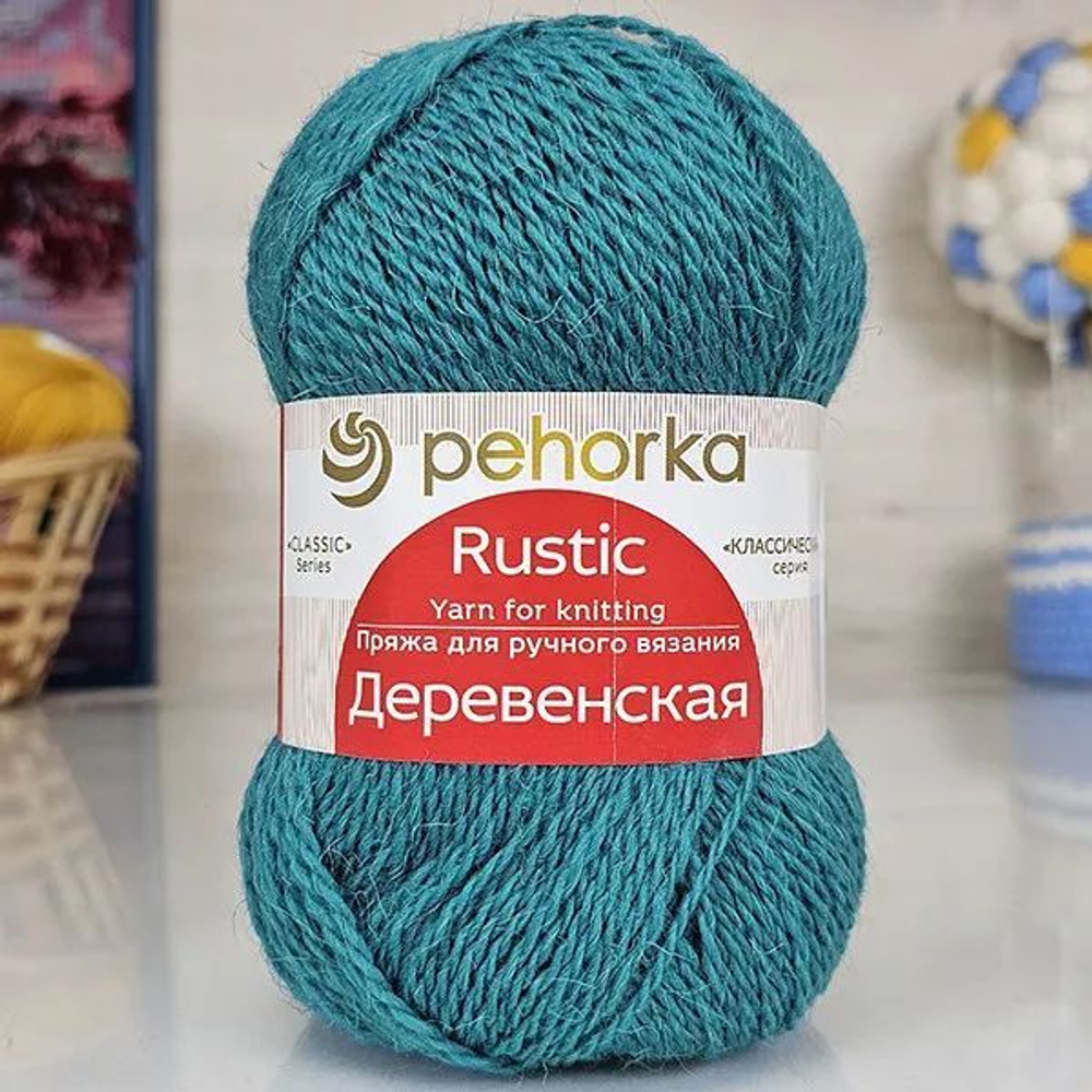 Деревенская пряжа Пехорка 100% полугрубая шерсть 5х100г/250м 591 лагуна