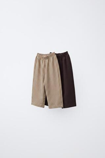ZARA КОМПЛЕКТ И ДВУХ БРЮК С ЦВЕТЧНЫМ ПРИНТОМ И ОДНОТОННЫХ, БЕЖЕВЫЙ/КОРИЧНЕВЫЙ