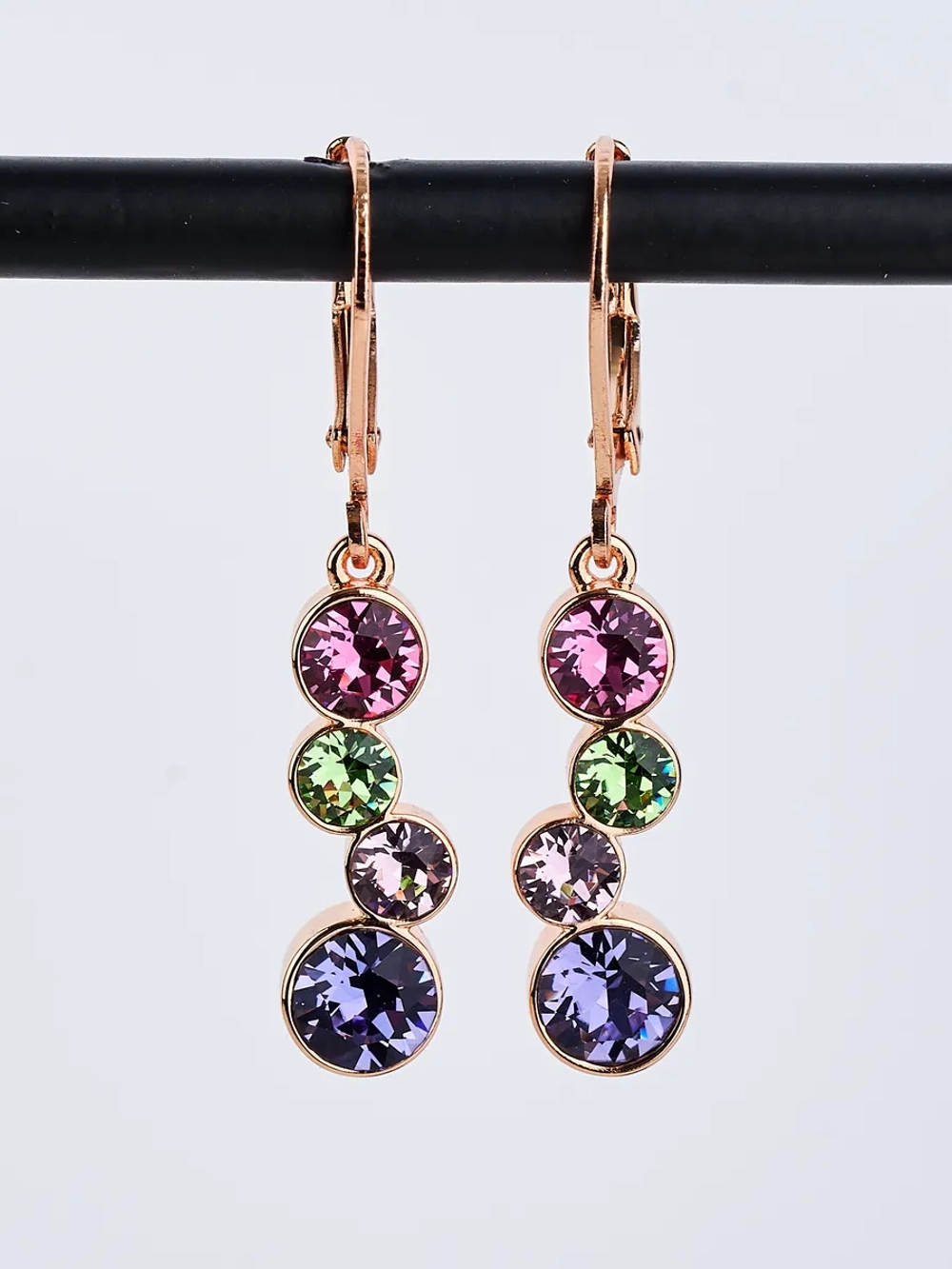 Серьги-подвески Эльза с разноцветными кристаллами Swarovski