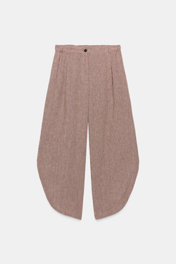 ZARA ЛЬНЯНЫЕ БРЮКИ С РАЗРЕЗАМИ — ZW COLLECTION, ГРАНАТОВЫЙ
