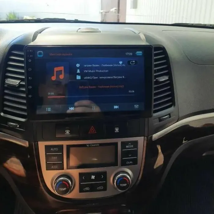 Магнитола для Hyundai Santa Fe 2 CM 2006-2012 (рамка черная) - FarCar S500-TS10 монитор 9.5" QLED на Android 14, Быстрая, CarPlay, 4G SIM-слот