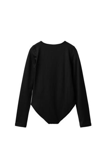 ZARA ОДНОТОННОЕ БОДИ С ДЛИННЫМИ РУКАВАМИ, ЧЕРНЫЙ