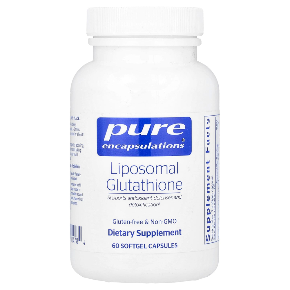 Pure Encapsulations, Липосомальный глутатион, 60 мягких капсул (375 мг в каждой капсуле)